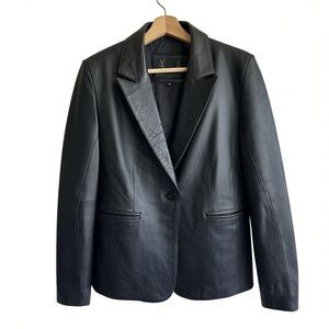 Bod & Christensen Leather Jacket S Black One Button Lined Women’s Blazer